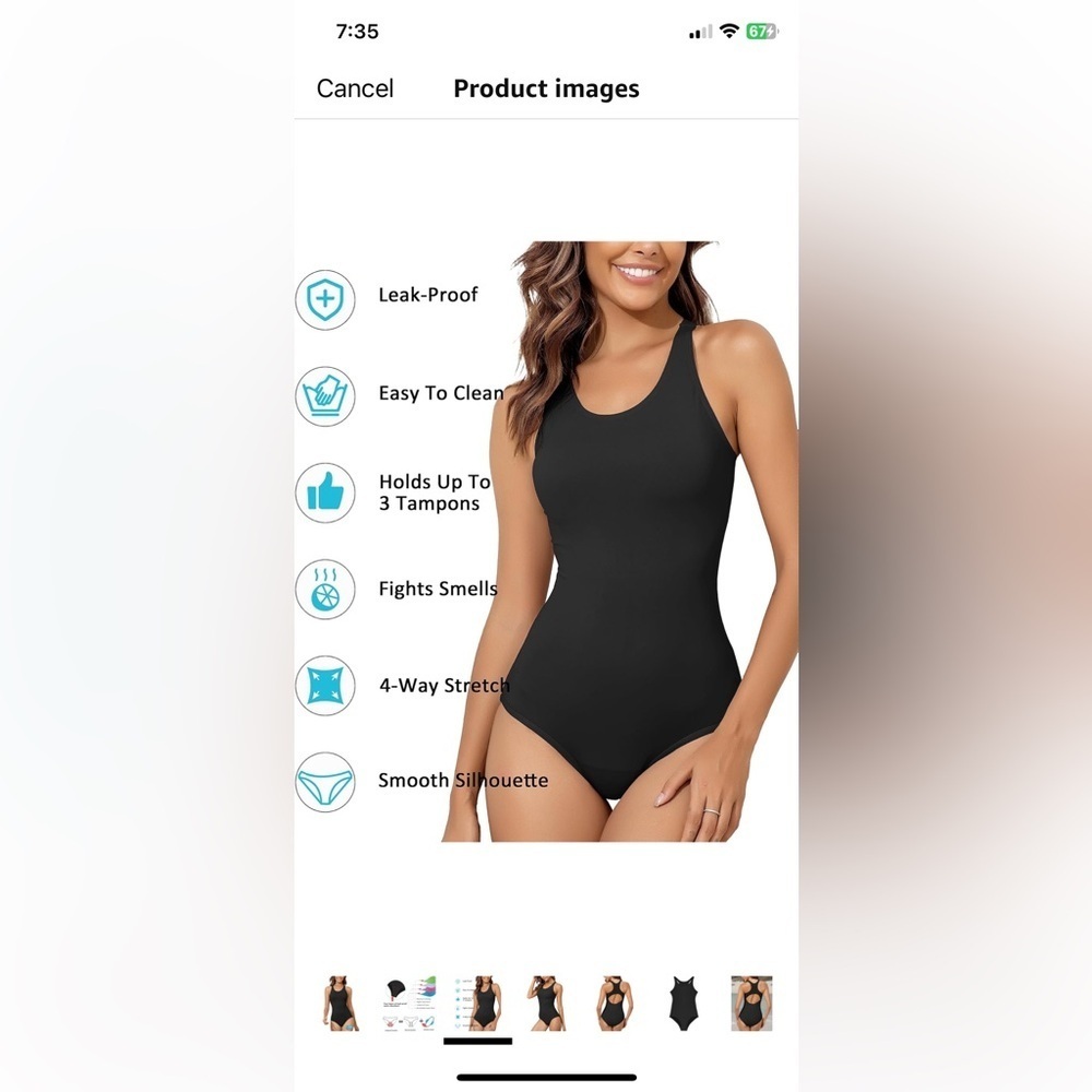 Racer back one piece swimsuit, period proof - Picture 7 of 12